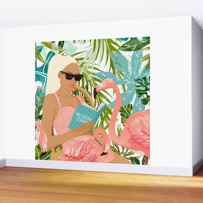 How To Become a Flamingo Illustration, Human Nature Connection, Woman Fashion Travel Wall Mural Gallery Image 2