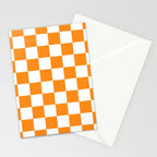 Tangerine Orange Checkerboard Pattern Palm Beach Preppy Stationery Card Gallery Image 2
