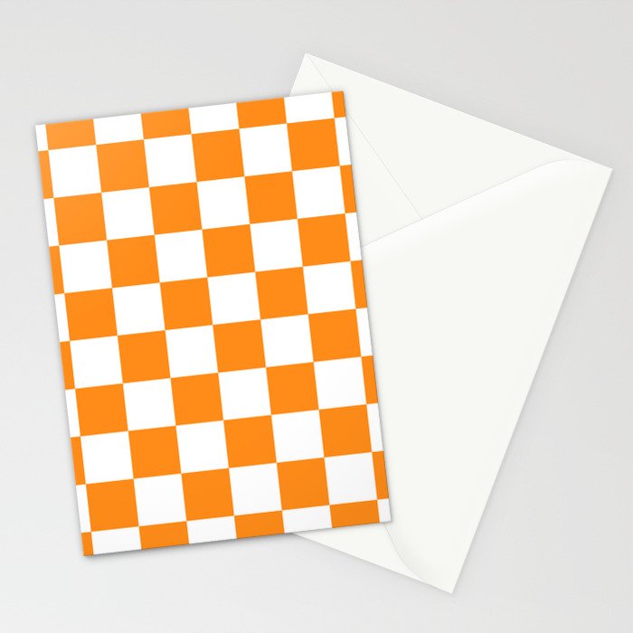 Tangerine Orange Checkerboard Pattern Palm Beach Preppy Stationery Card Gallery Image 2