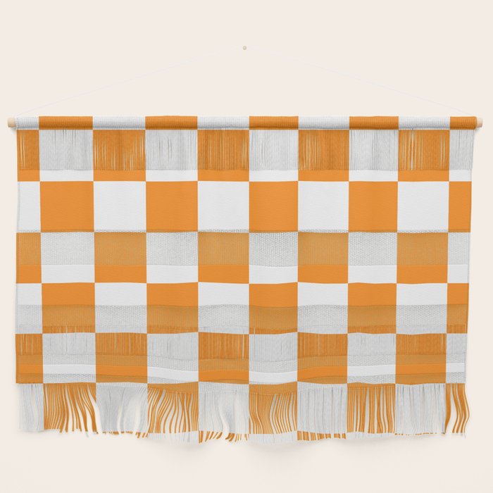 Tangerine Orange Checkerboard Pattern Palm Beach Preppy Wall Hanging Gallery Image 1