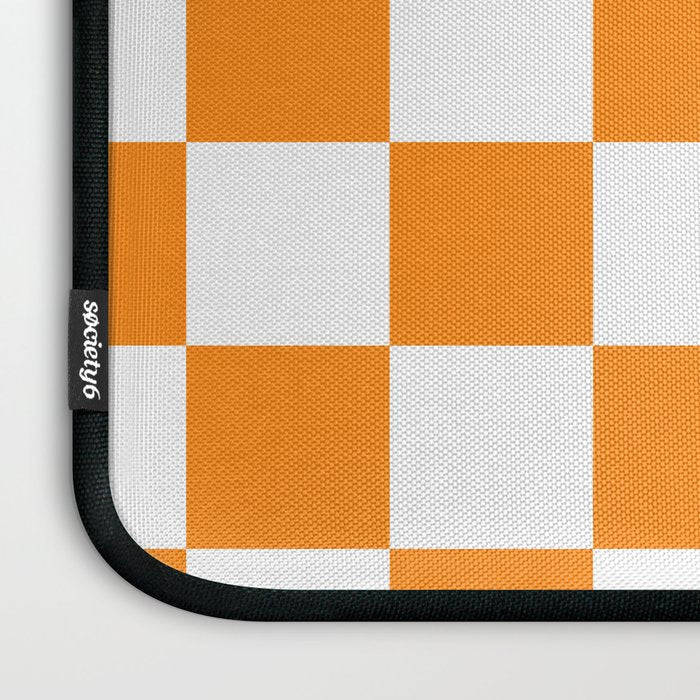 Tangerine Orange Checkerboard Pattern Palm Beach Preppy Laptop Sleeve Gallery Image 3