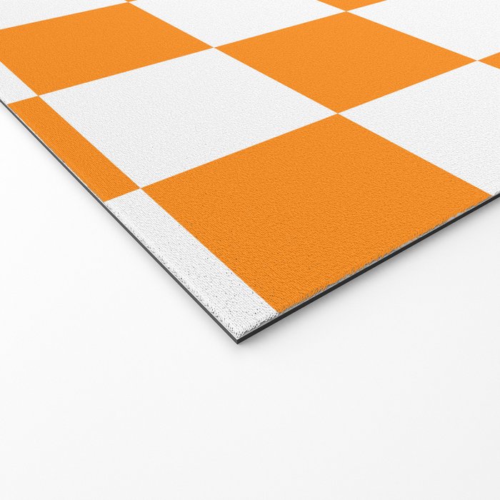Tangerine Orange Checkerboard Pattern Palm Beach Preppy Welcome Mat Gallery Image 2