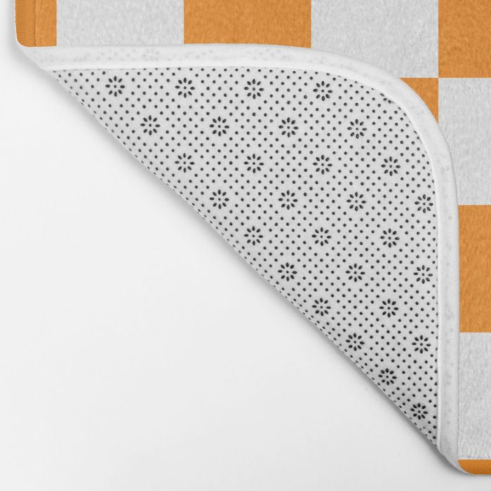 Tangerine Orange Checkerboard Pattern Palm Beach Preppy Bath Mat Gallery Image 2