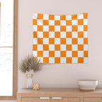 Tangerine Orange Checkerboard Pattern Palm Beach Preppy Wall Tapestry Gallery Image 2