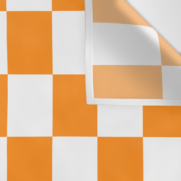 Tangerine Orange Checkerboard Pattern Palm Beach Preppy Wall Tapestry Gallery Image 3