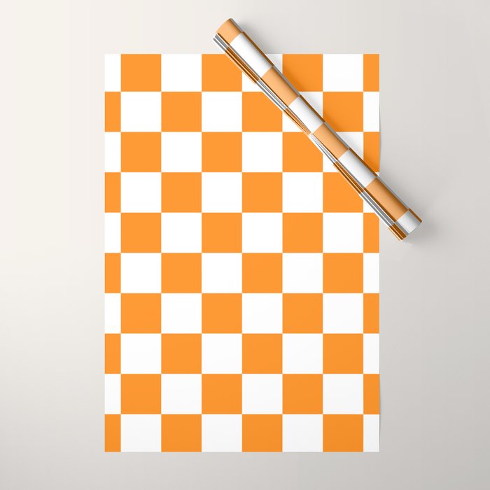 Tangerine Orange Checkerboard Pattern Palm Beach Preppy Wrapping Paper Gallery Image 1