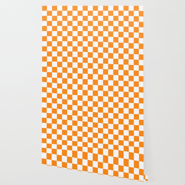 Tangerine Orange Checkerboard Pattern Palm Beach Preppy Wallpaper Gallery Image 2