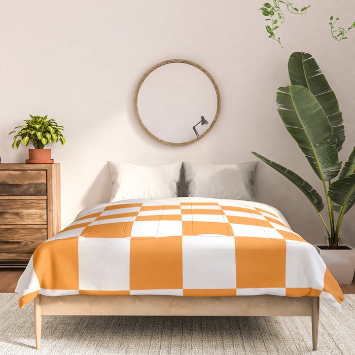Tangerine Orange Checkerboard Pattern Palm Beach Preppy Comforter Gallery Image 3