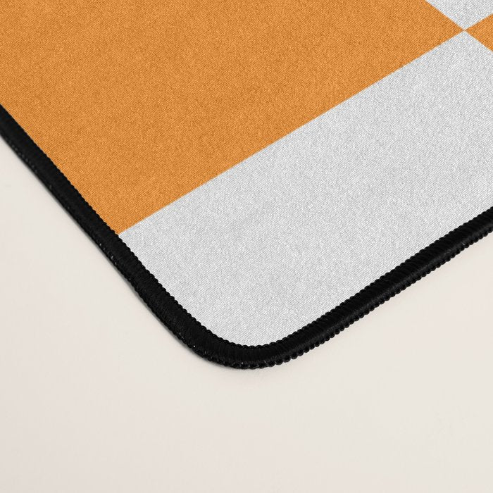 Tangerine Orange Checkerboard Pattern Palm Beach Preppy Desk Mat Gallery Image 4