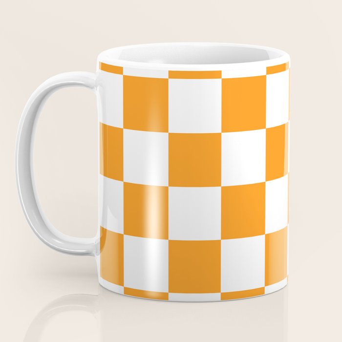 Tangerine Orange Checkerboard Pattern Palm Beach Preppy Coffee Mug Gallery Image 3