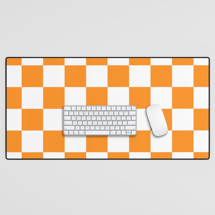 Tangerine Orange Checkerboard Pattern Palm Beach Preppy Desk Mat Gallery Image 1