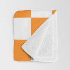 Tangerine Orange Checkerboard Pattern Palm Beach Preppy Throw Blanket Gallery Image 3