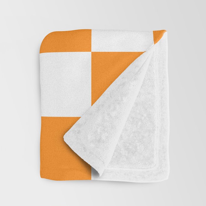 Tangerine Orange Checkerboard Pattern Palm Beach Preppy Throw Blanket Gallery Image 3