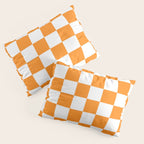 Tangerine Orange Checkerboard Pattern Palm Beach Preppy Pillow Sham Gallery Image 3
