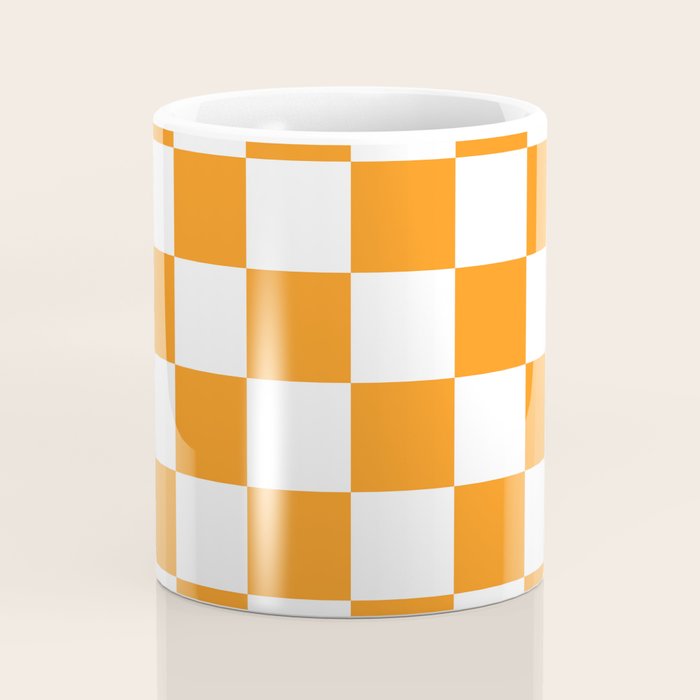 Tangerine Orange Checkerboard Pattern Palm Beach Preppy Coffee Mug Gallery Image 4