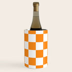 Tangerine Orange Checkerboard Pattern Palm Beach Preppy Wine Chiller Gallery Image 1