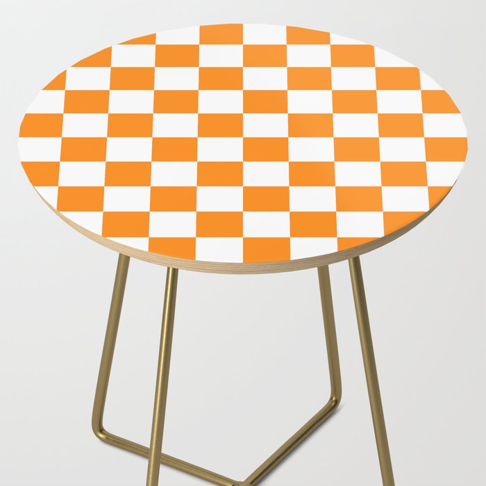 Tangerine Orange Checkerboard Pattern Palm Beach Preppy Side Table Gallery Image 2