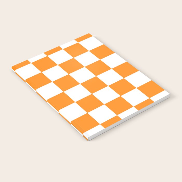 Tangerine Orange Checkerboard Pattern Palm Beach Preppy Notebook Gallery Image 2