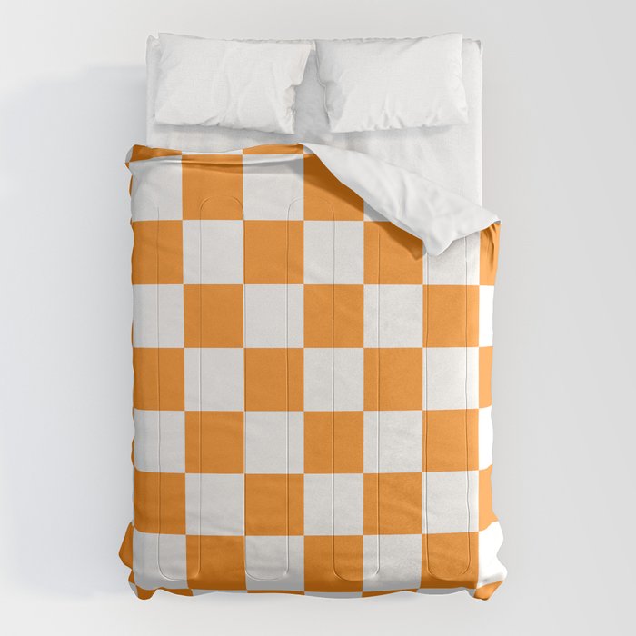 Tangerine Orange Checkerboard Pattern Palm Beach Preppy Comforter Gallery Image 1