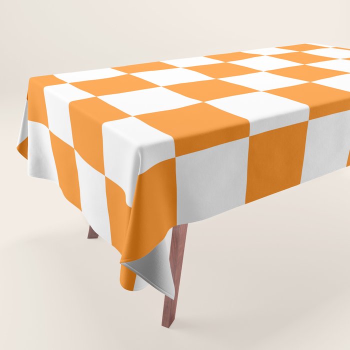 Tangerine Orange Checkerboard Pattern Palm Beach Preppy Tablecloth Gallery Image 1