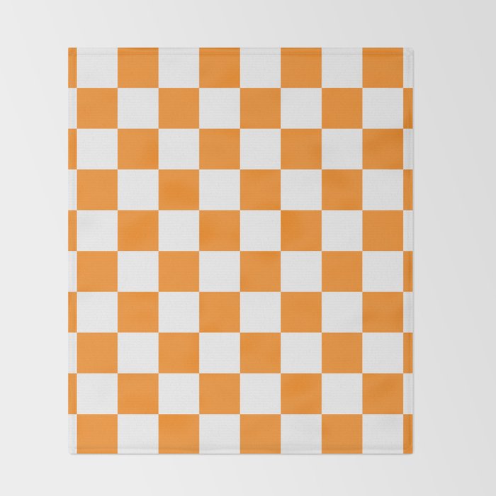 Tangerine Orange Checkerboard Pattern Palm Beach Preppy Throw Blanket Gallery Image 2
