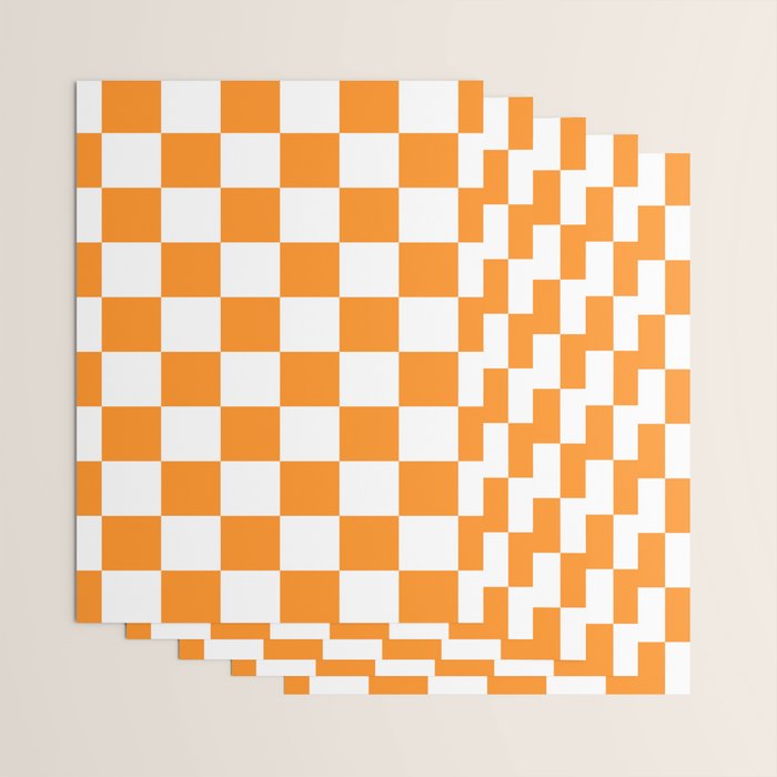 Tangerine Orange Checkerboard Pattern Palm Beach Preppy Wrapping Paper Gallery Image 3