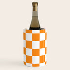 Tangerine Orange Checkerboard Pattern Palm Beach Preppy Wine Chiller Gallery Image 3