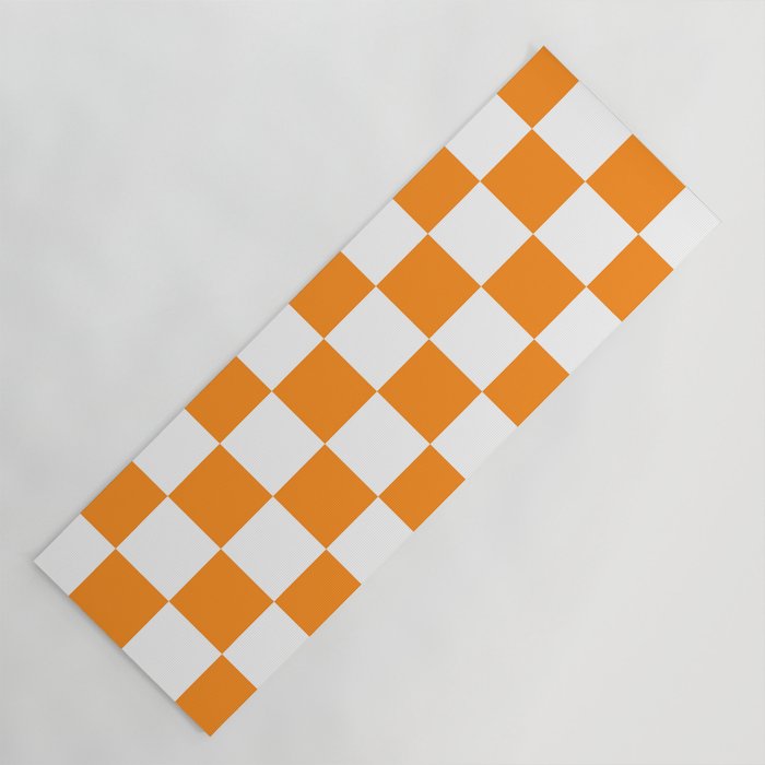 Tangerine Orange Checkerboard Pattern Palm Beach Preppy Yoga Mat Gallery Image 1