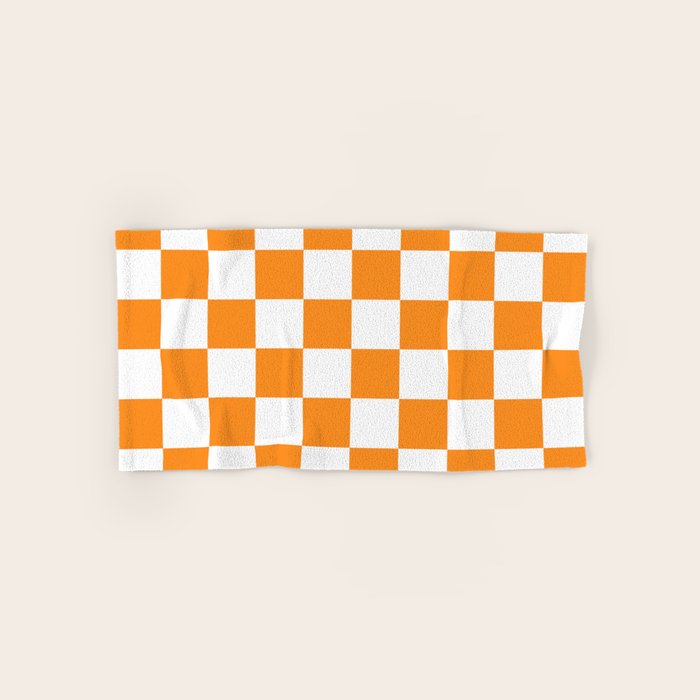 Tangerine Orange Checkerboard Pattern Palm Beach Preppy Bath Towel Gallery Image 1
