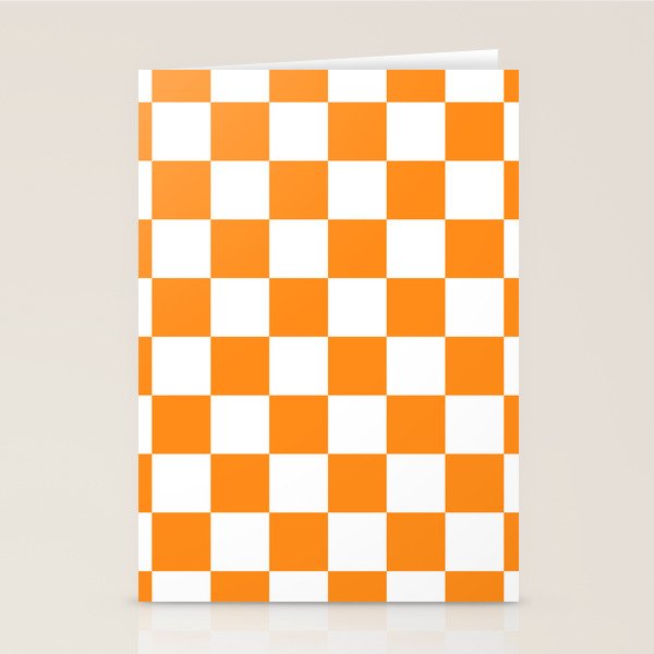 Tangerine Orange Checkerboard Pattern Palm Beach Preppy Stationery Card Gallery Image 2