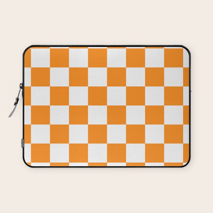 Tangerine Orange Checkerboard Pattern Palm Beach Preppy Laptop Sleeve Gallery Image 1