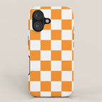 Tangerine Orange Checkerboard Pattern Palm Beach Preppy iPhone Case Gallery Image 1