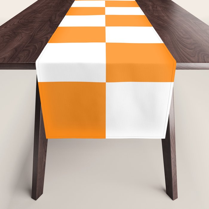 Tangerine Orange Checkerboard Pattern Palm Beach Preppy Table Runner Gallery Image 1