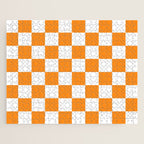 Tangerine Orange Checkerboard Pattern Palm Beach Preppy Jigsaw Puzzle Gallery Image 1