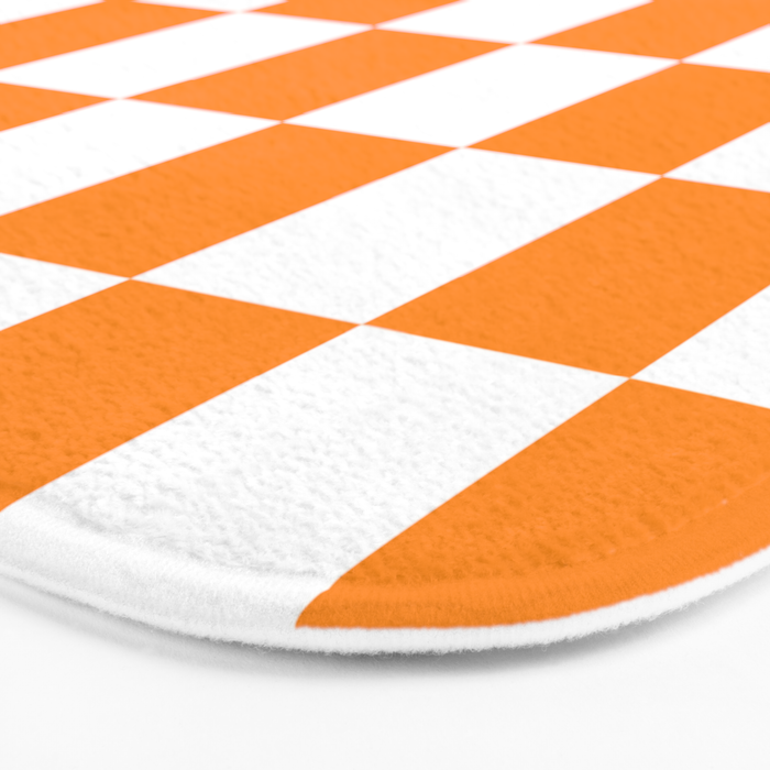 Tangerine Orange Checkerboard Pattern Palm Beach Preppy Bath Mat Gallery Image 3