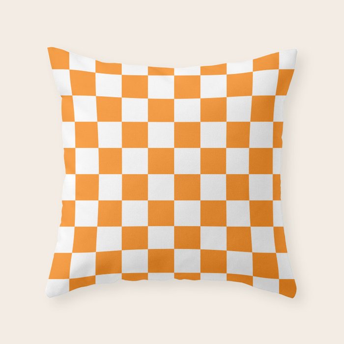 Tangerine Orange Checkerboard Pattern Palm Beach Preppy Throw Pillow Gallery Image 6