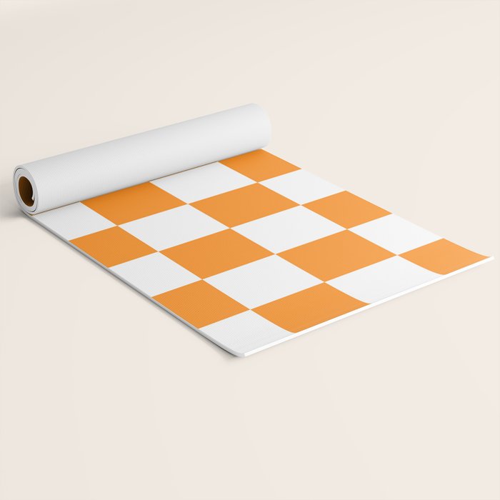 Tangerine Orange Checkerboard Pattern Palm Beach Preppy Yoga Mat Gallery Image 2