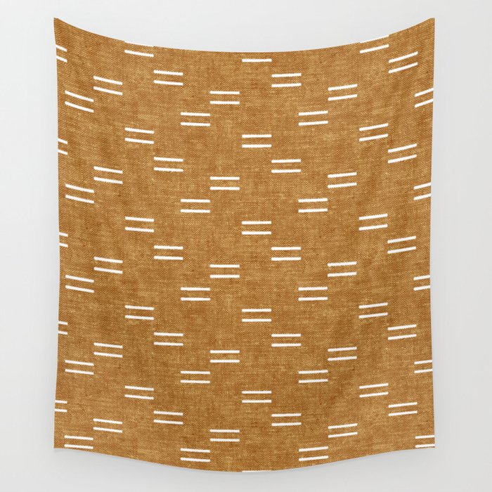 double dash on mustard Wall Tapestry Gallery Image 1