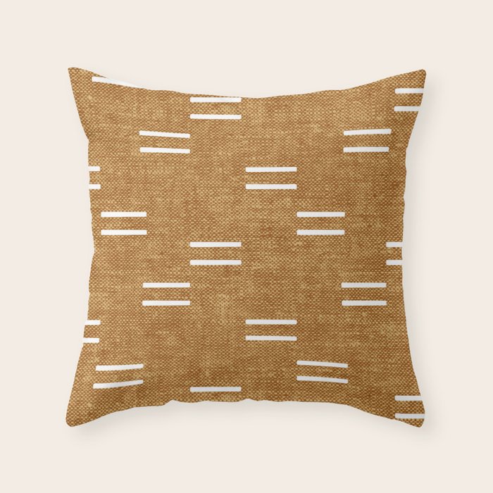 double dash on mustard Throw Pillow Gallery Image 1