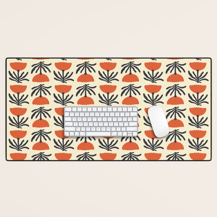 Retro 70s Tulip Pattern Desk Mat Gallery Image 1