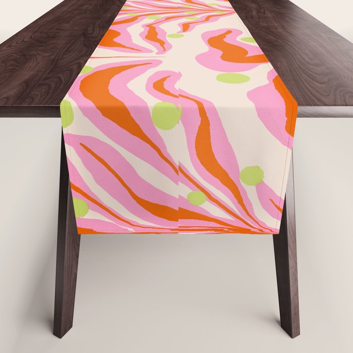 Vibrant Modern Botanical Pattern Whimsical Floral Abstract Table Runner Gallery Image 1