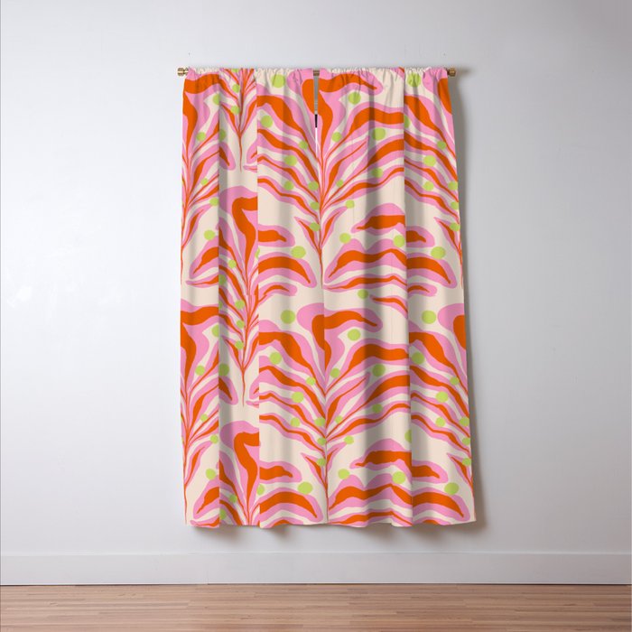Vibrant Modern Botanical Pattern Whimsical Floral Abstract Window Curtain Gallery Image 3