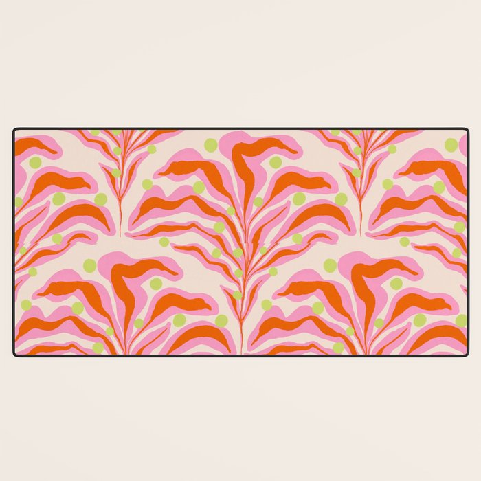 Vibrant Modern Botanical Pattern Whimsical Floral Abstract Desk Mat Gallery Image 3