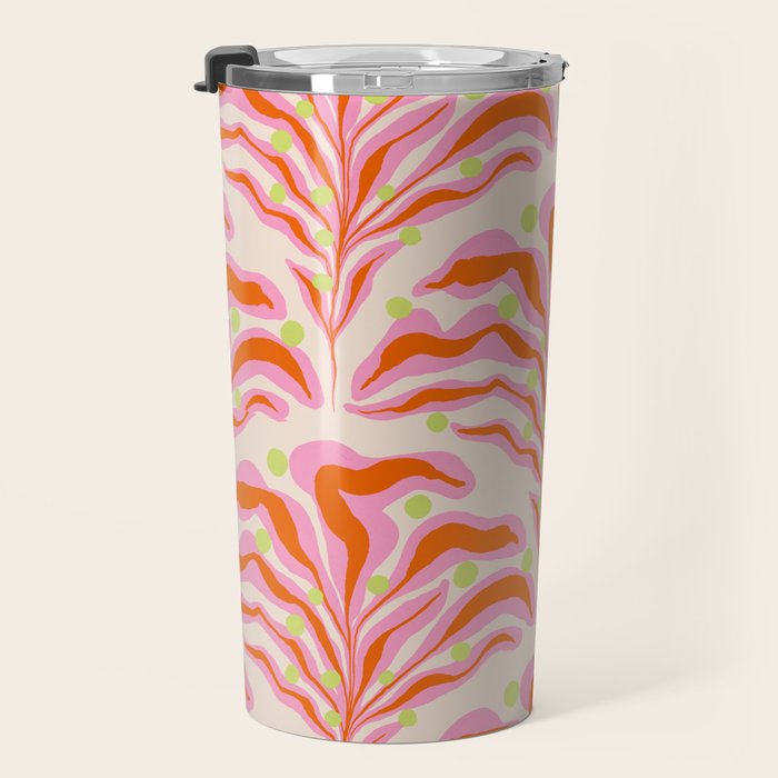 Vibrant Modern Botanical Pattern Whimsical Floral Abstract Travel Mug Gallery Image 3