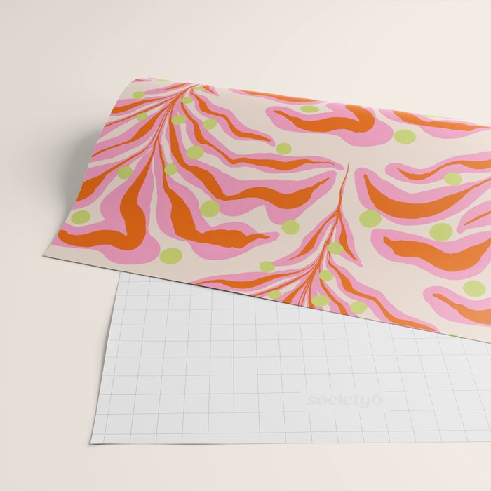 Vibrant Modern Botanical Pattern Whimsical Floral Abstract Wrapping Paper Gallery Image 2