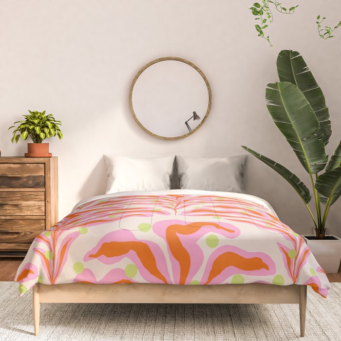 Vibrant Modern Botanical Pattern Whimsical Floral Abstract Comforter Gallery Image 3