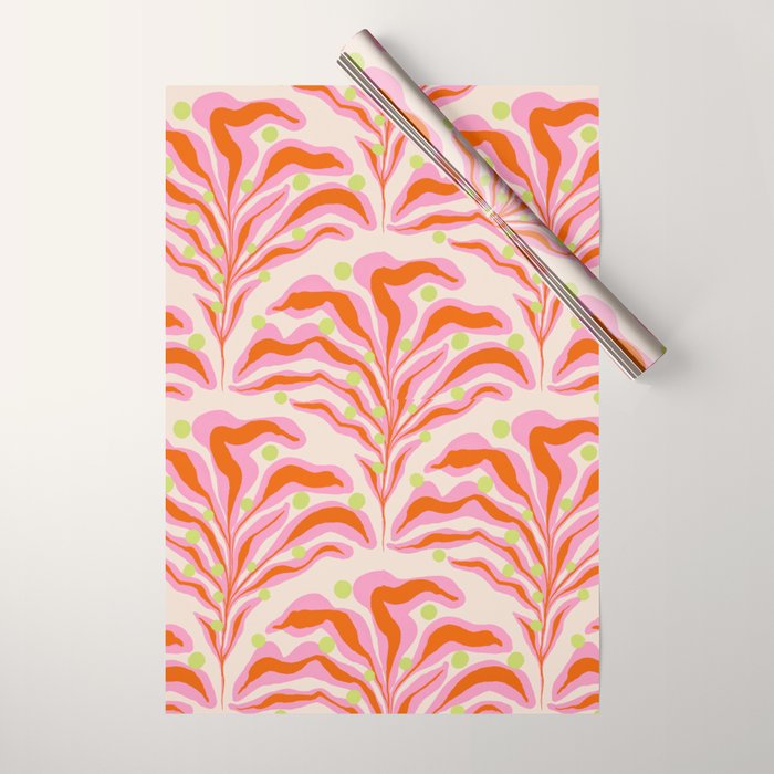 Vibrant Modern Botanical Pattern Whimsical Floral Abstract Wrapping Paper Gallery Image 1