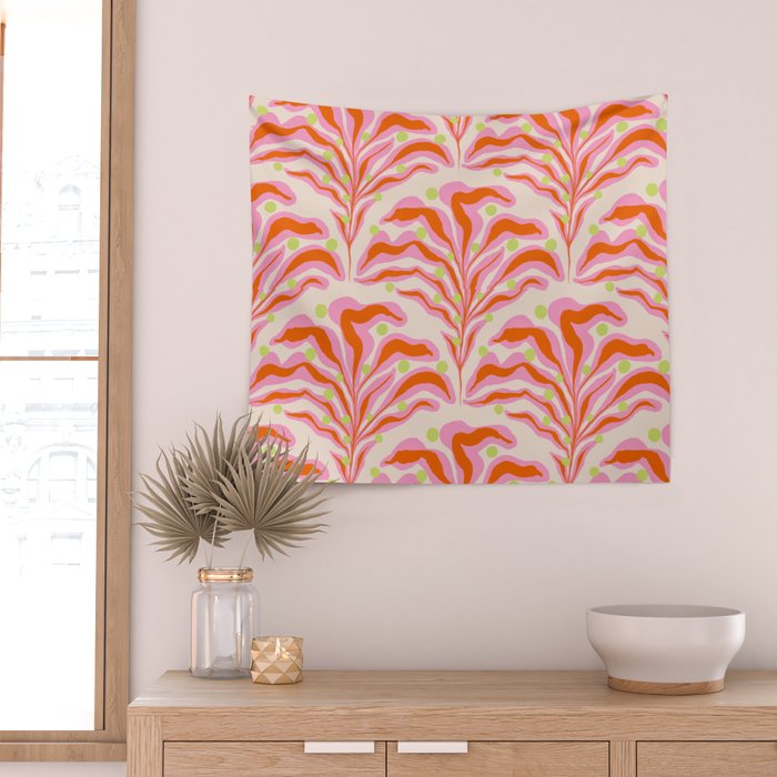 Vibrant Modern Botanical Pattern Whimsical Floral Abstract Wall Tapestry Gallery Image 2