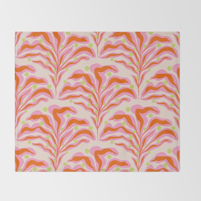Vibrant Modern Botanical Pattern Whimsical Floral Abstract Throw Blanket Gallery Image 2