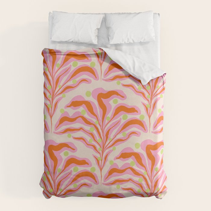 Vibrant Modern Botanical Pattern Whimsical Floral Abstract Duvet Cover Gallery Image 6